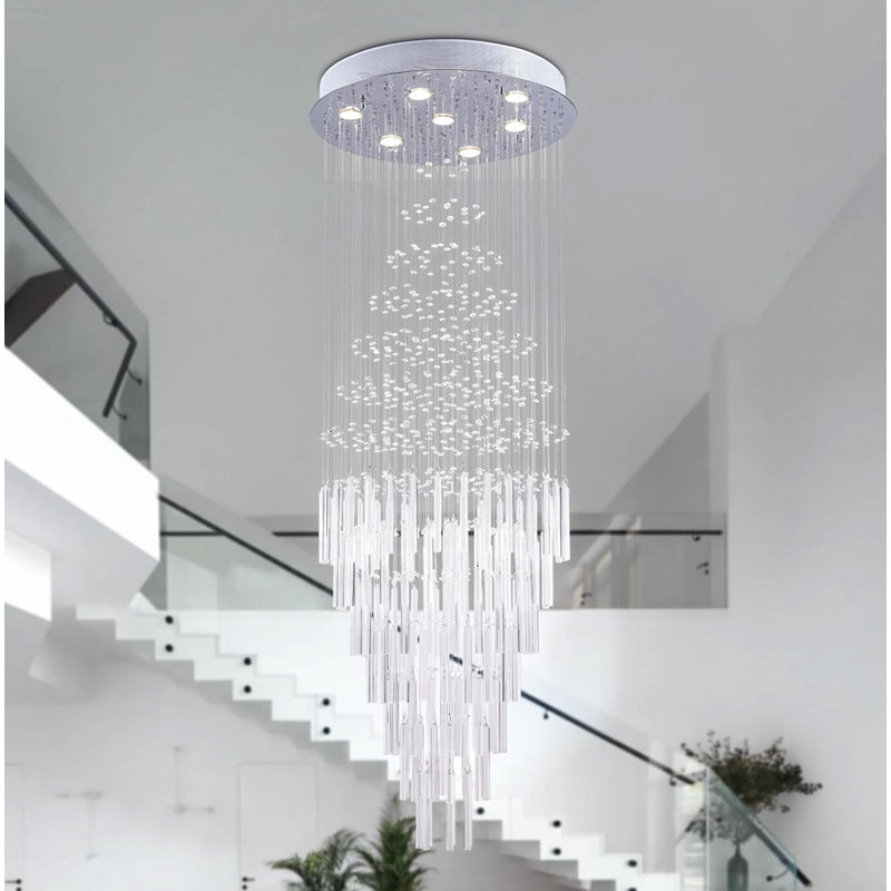 Plafonnier moderne à 7 lumières en forme de goutte d'eau avec guirlandes lumineuses préassemblées, transparent