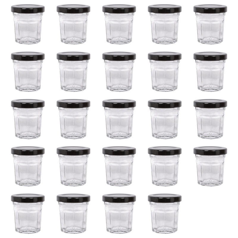 Argon Tableware  Glass Preserving Jars, 150ml, Black