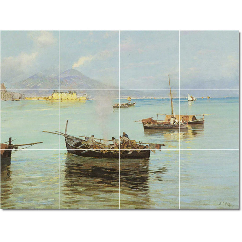 Carreau de peinture murale 48 po x 36 po 12 po x 12 po, Bateau Attilio Pratella W22928