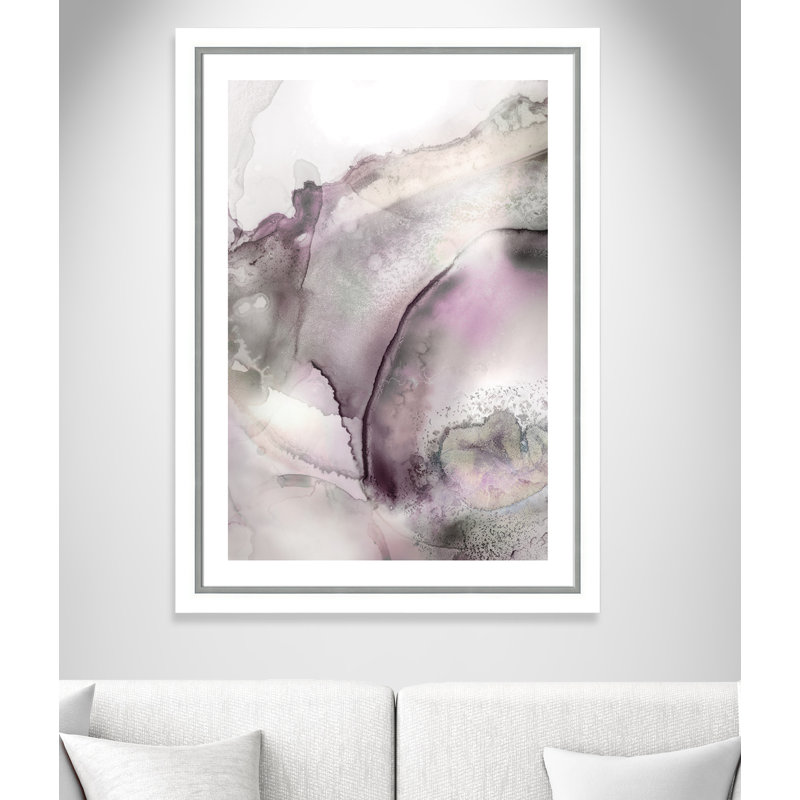 «Mist Bubbles II», reproduction de peinture à l'aquarelle encadrée, Cadre blanc et argent
