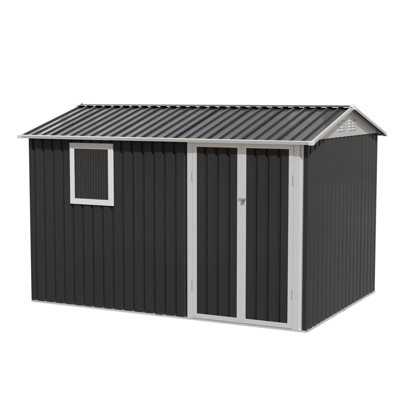 9*6 FT Metal Garden Shed for Patio Backyard Tools House Storage Shed with One Window 9.5 x 6.7FT