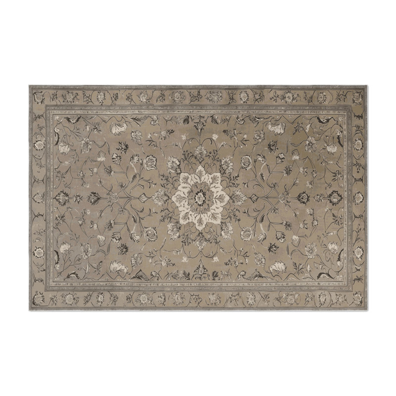 Tapis gris d'intérieur et d'extérieur Tabriz, Rectangle 5 pi x 7 pi