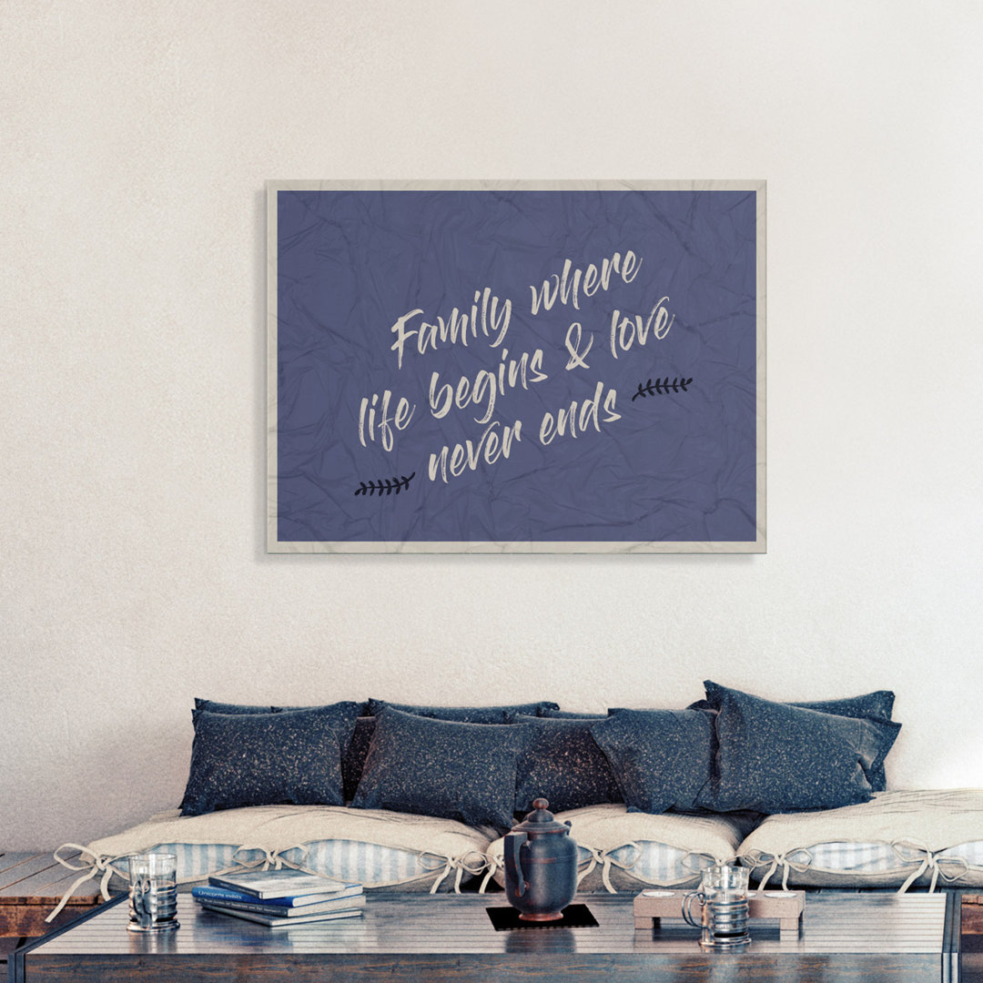 Family where life begins – Premium Leinwanddruck – Kollektion Quote Designs