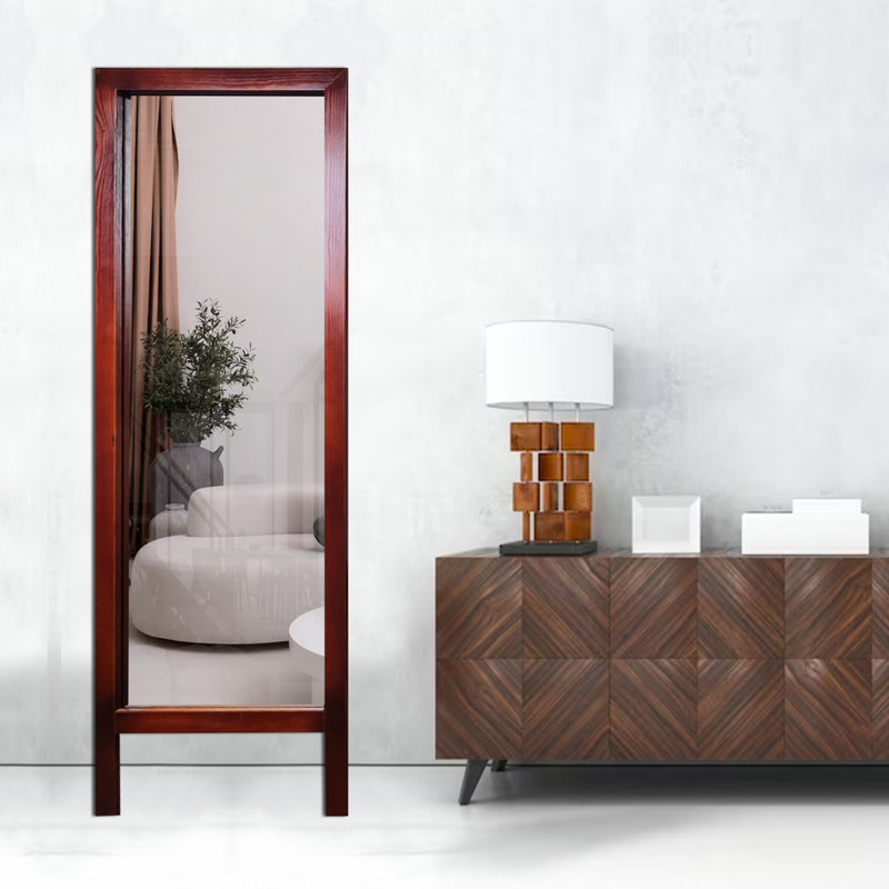 Miroir Elegant Cheval, cannelle 17,7 po x 57,1 po | Structure 100% bois massif, épaisseur: 0,8 po | Fixation murale, conception traditionnelle, parfaite pour les chambres à coucher et les vestiaires, rehausse tout décor