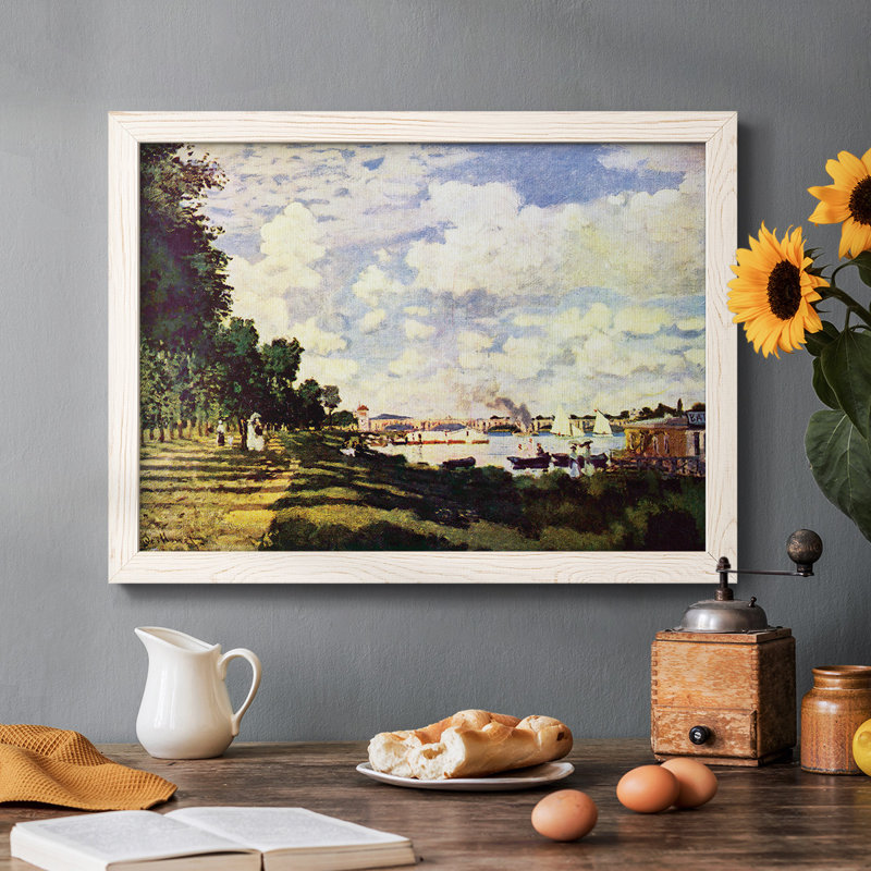 «Sailing At Argenteuil», reproduction d'art encadrée sur toile par Claude Monet, Blanc, H 22 po x l 32 po x P 1,5 po