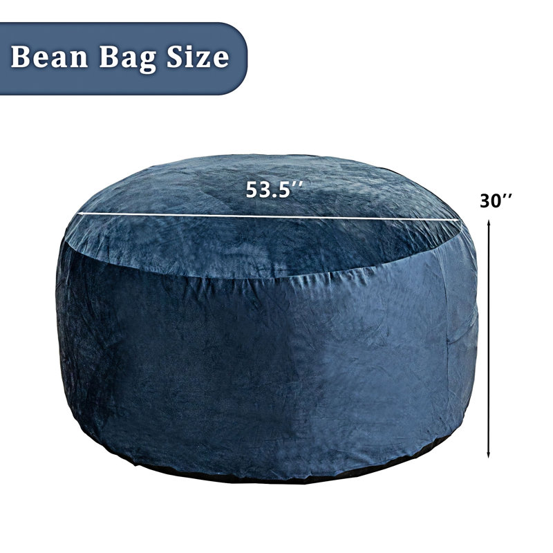 Fauteuil à billes_W2510P, H 27,58 po x l 53,96 po x P 53,96 po, Velours litchi bleu foncé