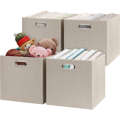 Panier de rangement, boîtes de rangement pliables 13 x 13, boîte de rangement pour garde-robe, armoire à bibliothèque, bibliothèque, tiroir en tissu épais, ensemble de 4 pièces