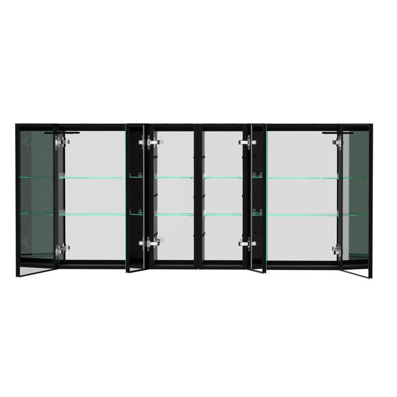 Armoire à pharmacie sans cadre à fixation en surface avec 12 tablettes et éclairage Jenia