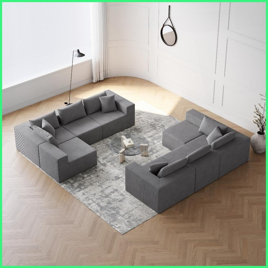 Latitude Run® 188-Inch Corduroy Modular L-Shaped Sectional Sofa ...