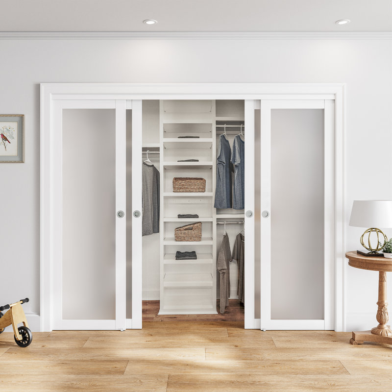  Portes coulissantes 120 po x 80 po en verre trempé et givré avec quincaillerie, aucun assemblage requis, 120 po x 80 po