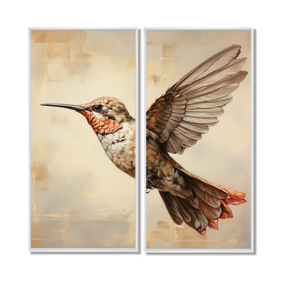 Colibri à crête brun cramoisi I - Décoration murale moderne 2 pièces