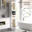 Armoire de salle de bain haute avec portes en rotin, armoire de rangement autoportante avec tablettes réglables, blanc-2082553567