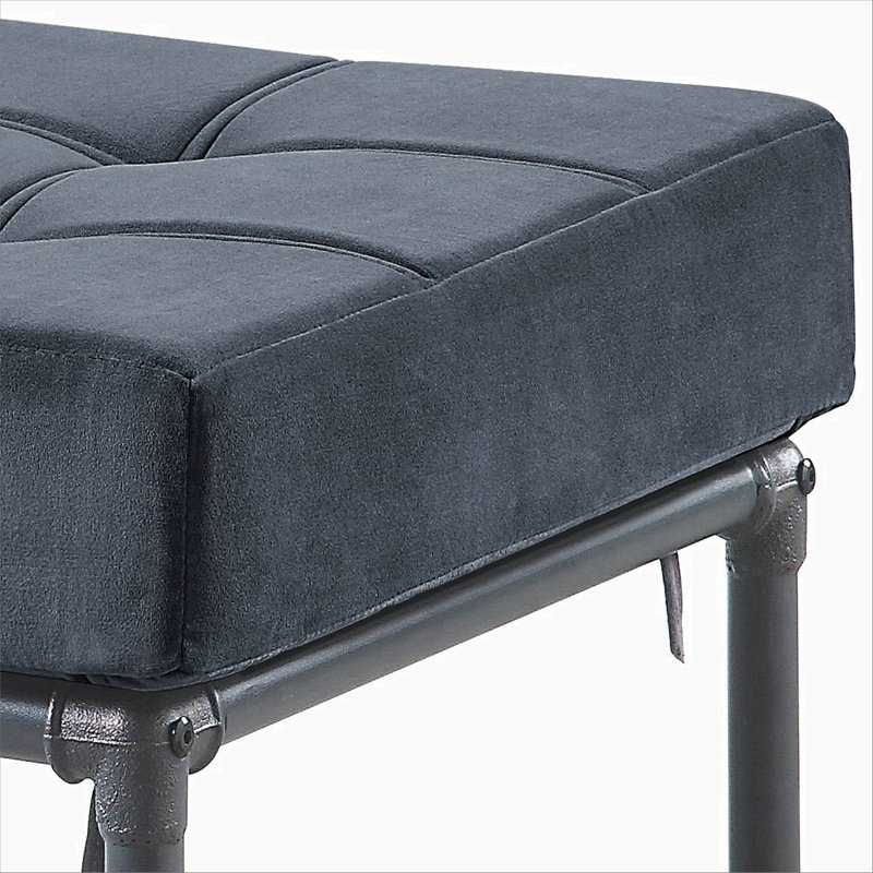 Rectangle Tufted Upholstered Fabric+Metal Ottoman