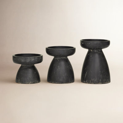 3-Piece Wood Candlestick Set