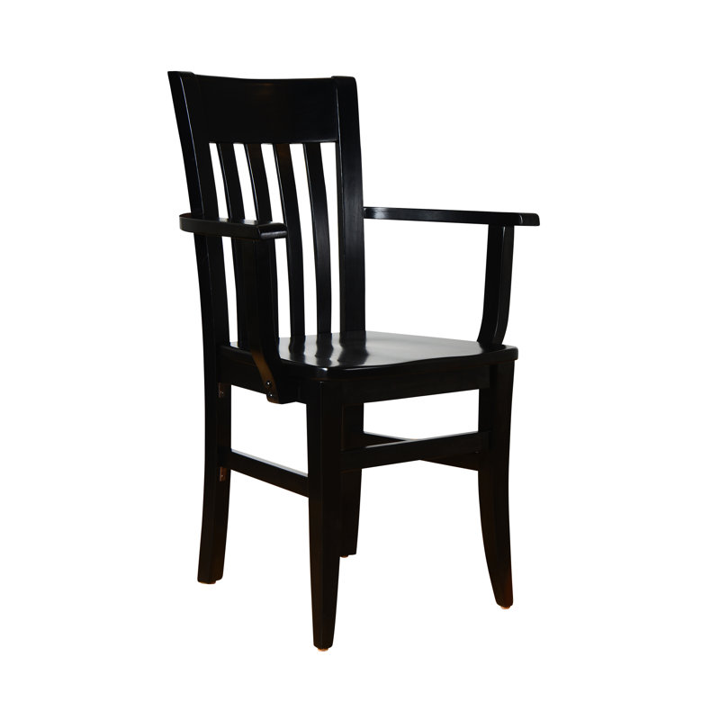 Chaise avec accoudoirs en bois massif Henson, Noir