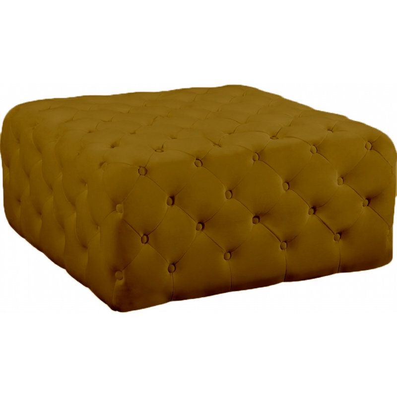 Crompton 83cm Wide Tufted Square Ottoman, Mustard