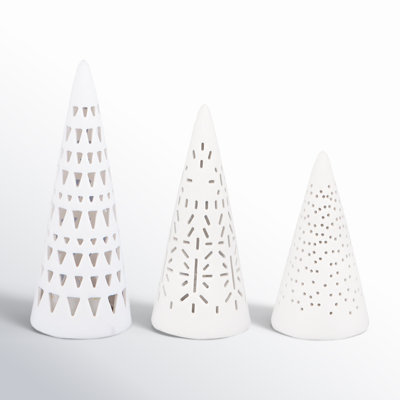 Village House Porcelain Village Mini Fir Tree Set - LED