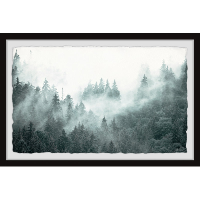 À travers les bois - Peinture, Papier noir encadré avec coin fermé, Blanc, L 12 po x H 8 po x P 1,5 po
