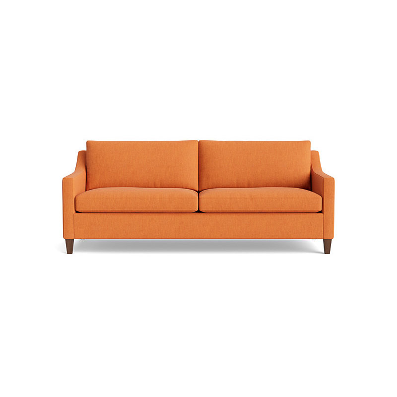 Vera Sofa (85"), Walnut Finish (Angled), Performance Weave - Carrot