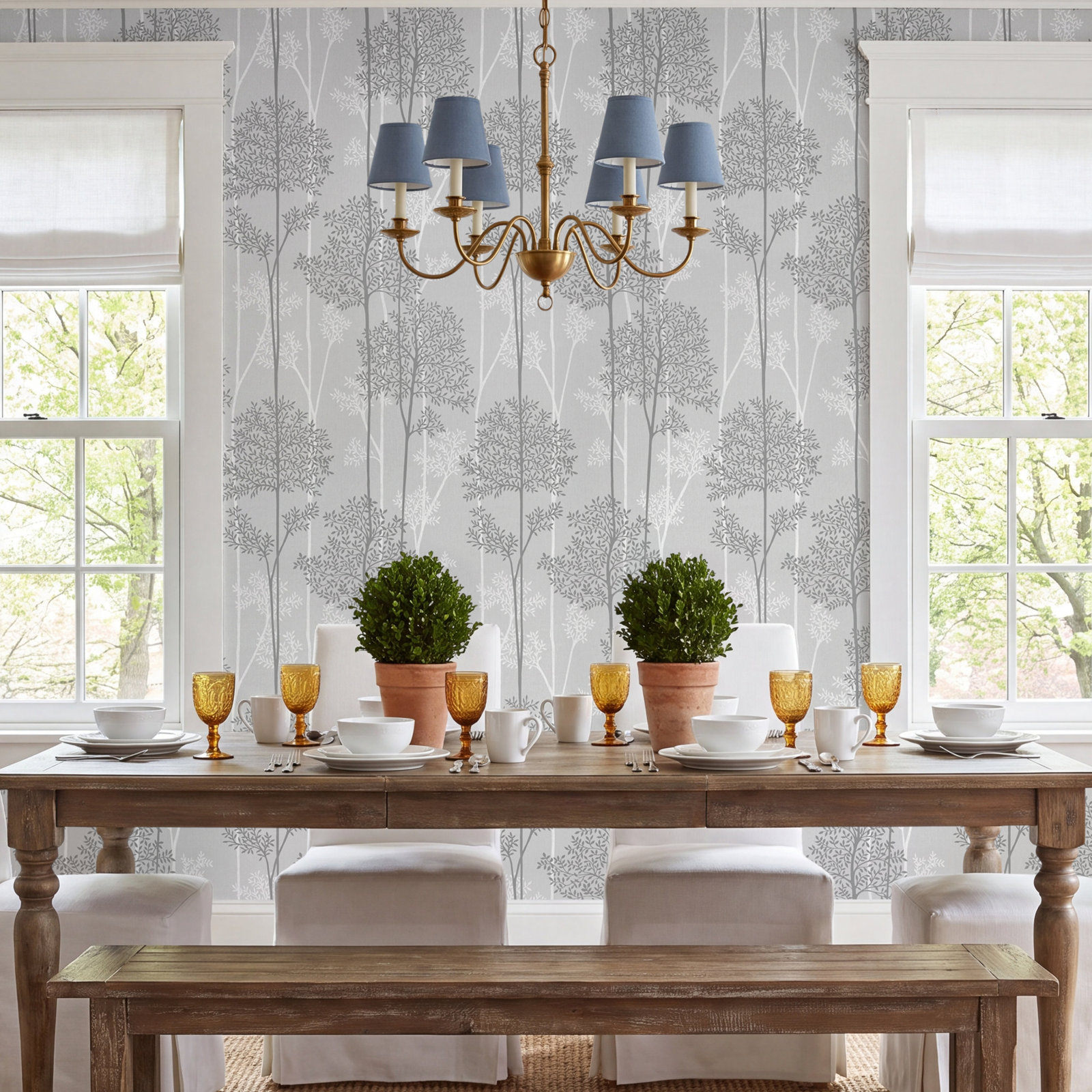 Innocence Modern Floral Wallpaper, Grey