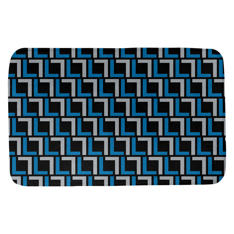 Tapis pour salle de bain Baltimore, l 21 po x L 34 po, Black/Honolulu Blue/Silver