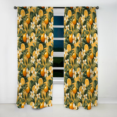 Mango Sunset Tropical Pattern - Floral Curtain - Velvet Room Darkening - 1 panel