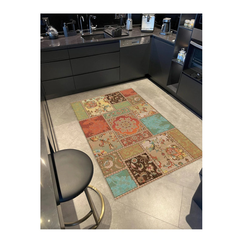 Floral Themed Multicolored Motifs And Floral Patterned Vintage Decorative Living Room, Rectangle 3'4" x 5'