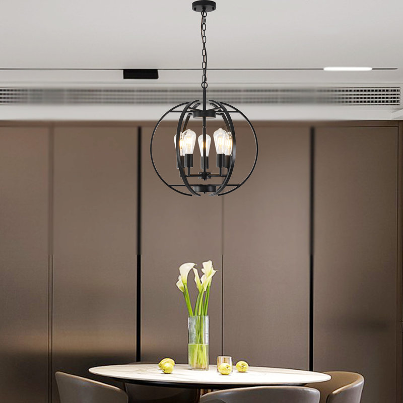 5 - Light Dimmable Lantern Globe Chandelier