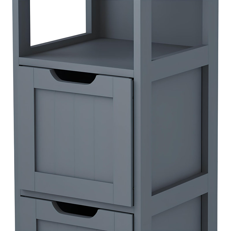 Bridgeview 57" Freestanding Bathroom Storage Cabinet with 2 Drawers & 3 Open Shelves, Waterproof , Gray