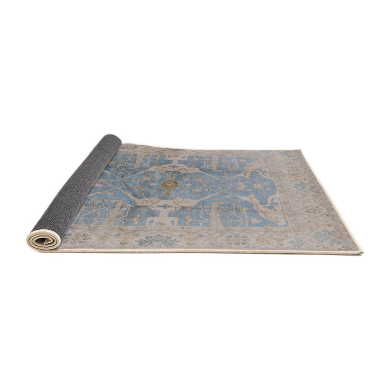 Tapis oriental beige / brun / bleu, Rond 4 pi