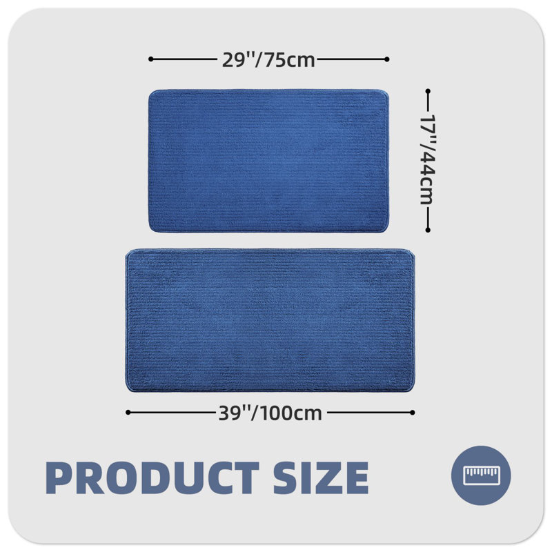Tapis de cuisine Demarus, Rectangle 3 pi 3 po x 1 pi 5 po, Bleu