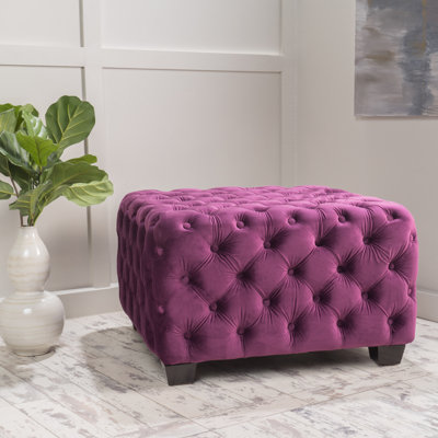 Marucs Modern Glam Velvet Ottoman with Button Tufting