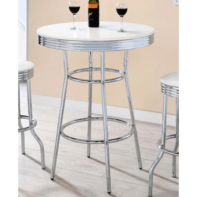 Table de salle à manger blanche et brillante, design contemporain, hauteur 42,11 po x largeur 30 po, table ronde élégante pour la salle à manger, look, design élégant