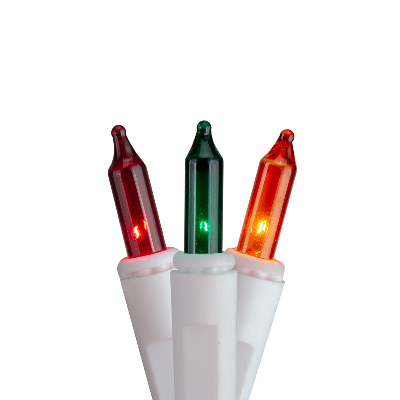 140-Count Green and Red Ever Glow Chasing Mini Christmas Light Set 34.75 ft White Wire