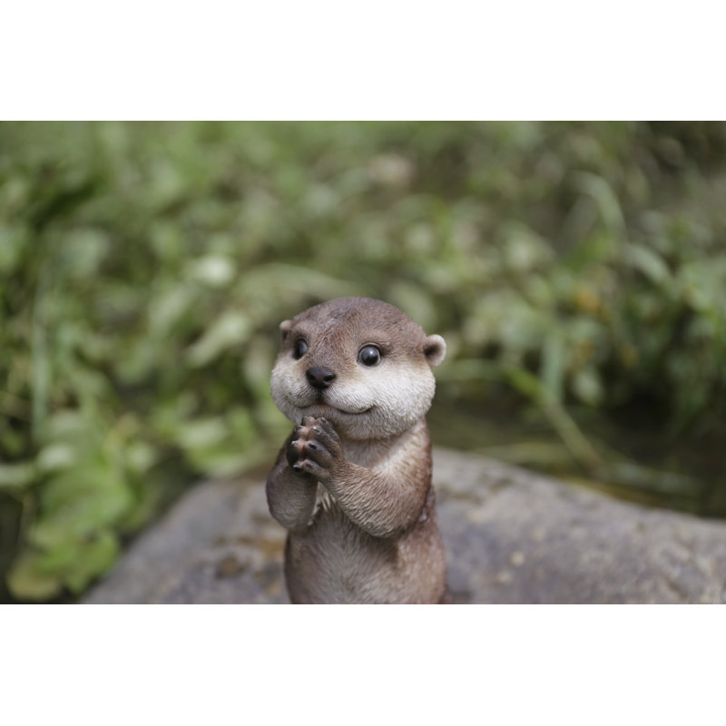 Charming Brown Polyresin Praying Otter Garden Statue