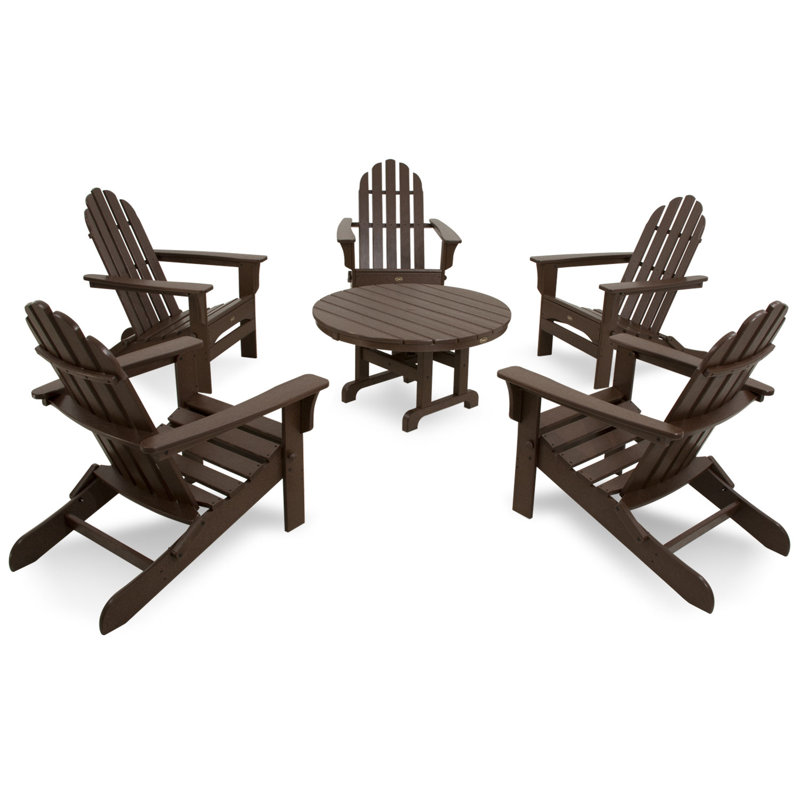 TREX Outdoors Cape Cod 6-Piece Folding Adirondack Conversation Set, Vintage Lantern