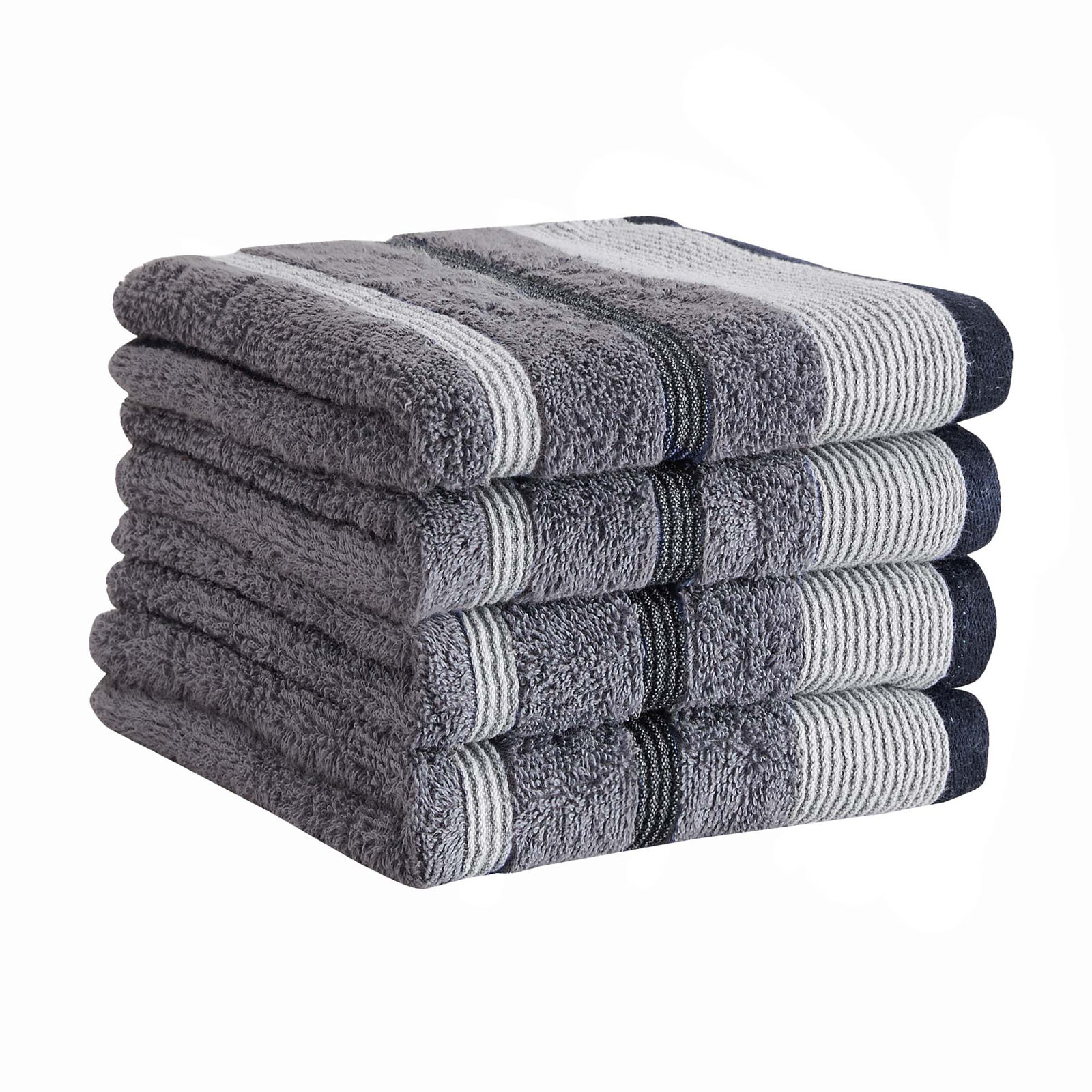 Deanthony Luxury Cotton Decorative, Hand Towels - 4 Pack, Chambray Blue/White/Navy Blue