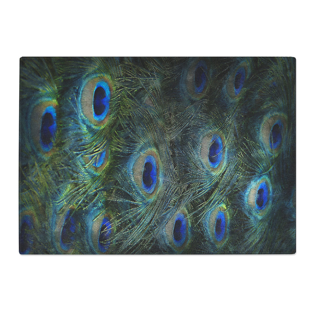 Tempered Glass the Feathers of a Peacock Chopping Board