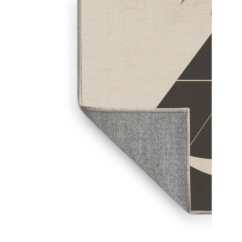 Tapis géométrique minimaliste beige lavable à la machine Sun Moon, 6 X 9