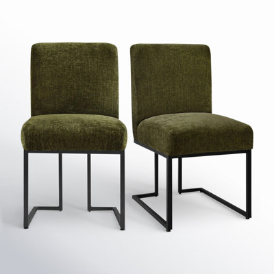 Bende Modern Fabric Upholstered Side Chairs with Metal Sled Base