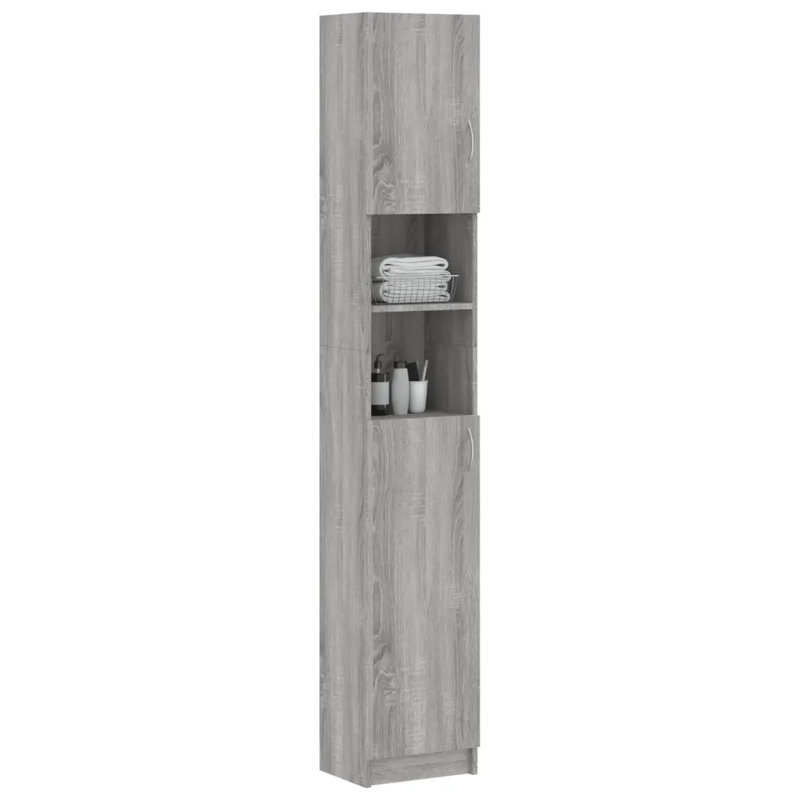 Campbellton vidaXL Bathroom Cabinet 32x25.5x190 cm Engineered Wood, Grey Sonoma