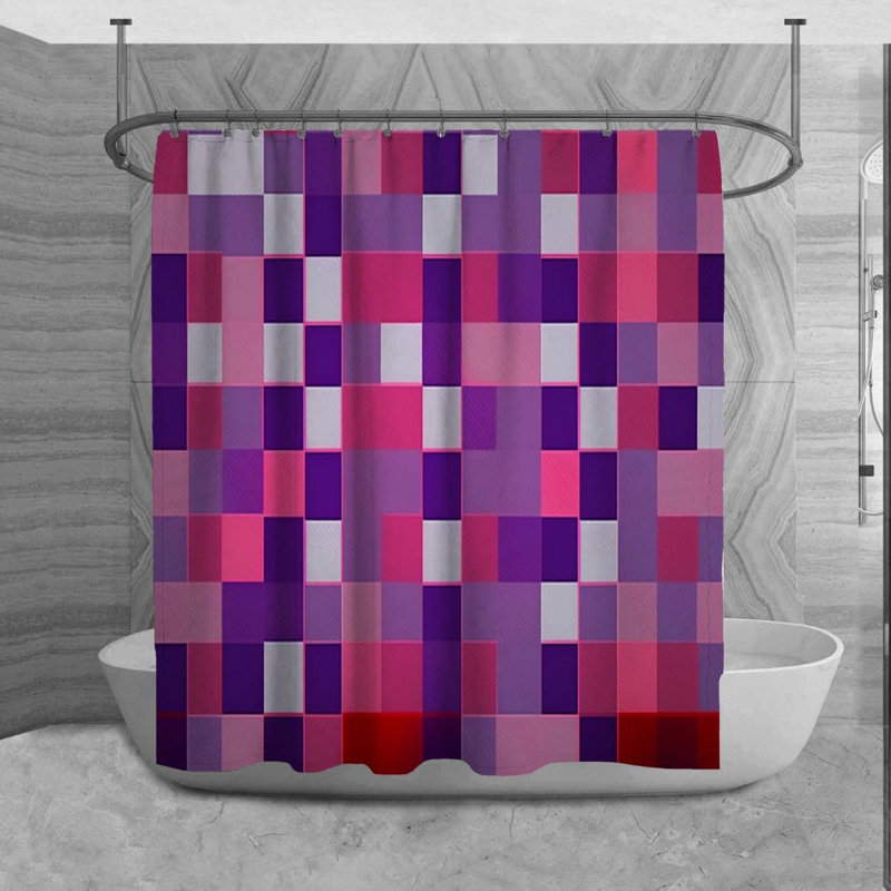 Rideau de douche à carreaux Mourice, H 84 po x l 70 po