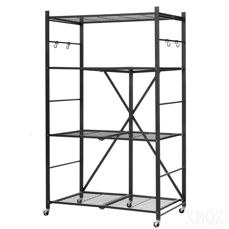 Tablette de rangement pliante avec roulettes, 5.24" H x 61.57" W x 22.4" D, Black