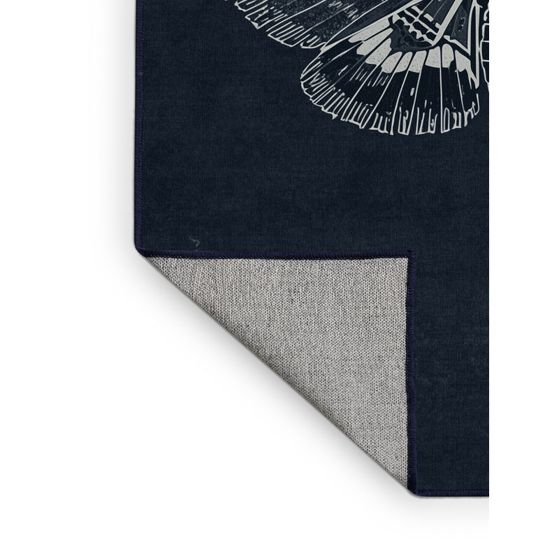 Machine Washable Midtown Halloween Modern & Contemporary Abstract Rug in Gray – Navy Binding, 5x8