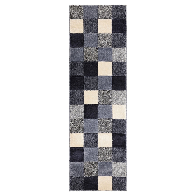 NEWPORT BLOCKS BLUE , Runner 60 x 200cm