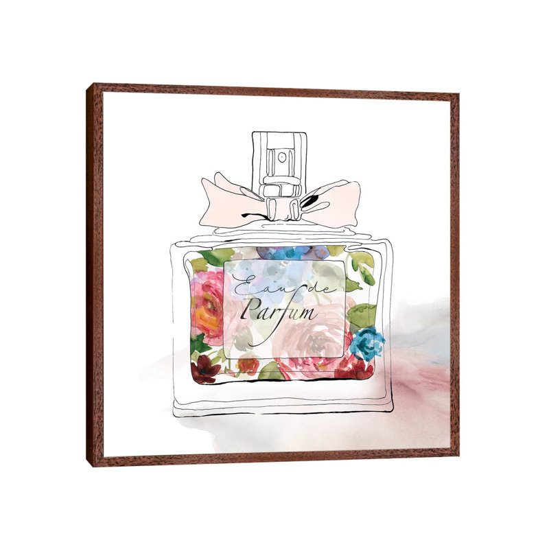 Chic Flower Perfume I 1 Piece Wall Art on Canvas, 45.72 cm H x 45.72 cm W, Classic Brown Wood Framed