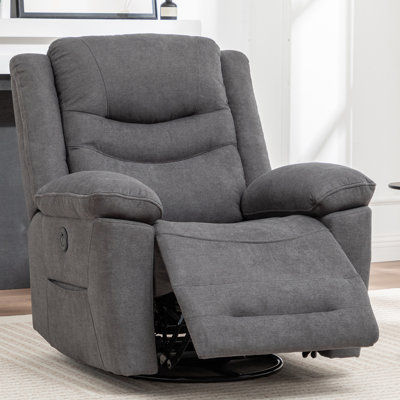 Ebern Designs Large Electric Power Swivel Rocker Recliner with Massage Vibration,Chenille Fabric