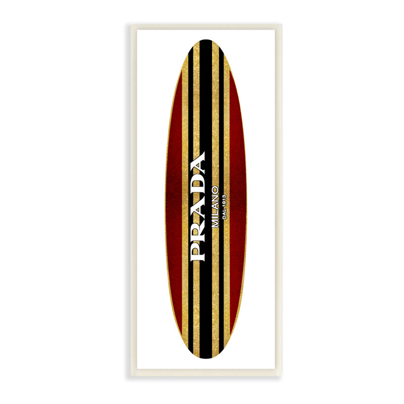 Rouge, noir, tendance, rayures, planche de surf tendance, Plaque murale, L 7 po x H 7 po