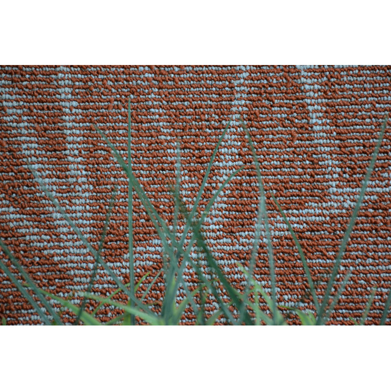 Tapis géométrique rouge mort cadu, Tapis de couloir 7 pi x 18 pi