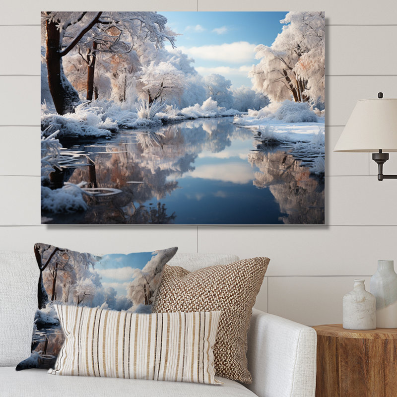 «Winter Landscape River Reflection II», reproduction sur toile, H 30 po x l 40 po x P 1,5 po, Toile tendue